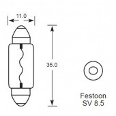 FESTOON 11x35mm: Festoon bulb - 11 x 35mm from £0.01 each